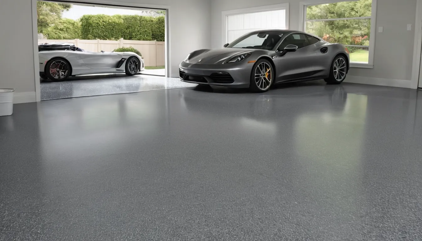 A freshly coated garage floor in Aurora with a homeowner and a provider looking it over